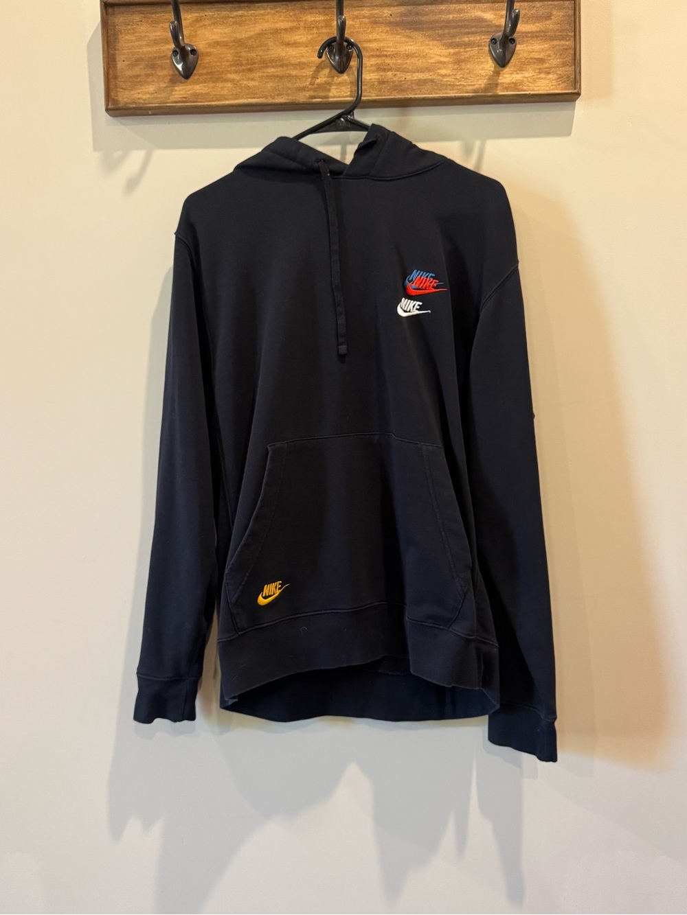 Nike Black Sweatshirt with Small Multicolor Stitch Accents